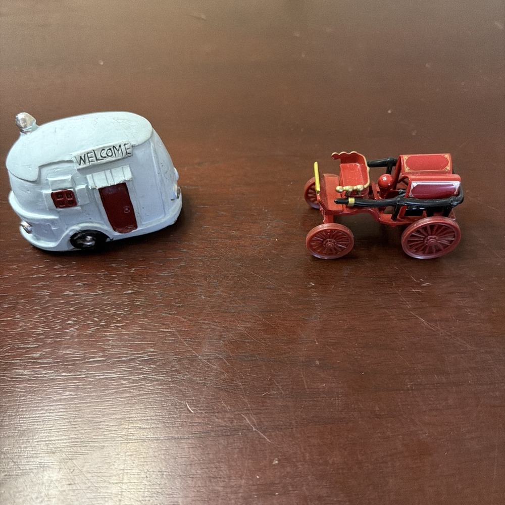 Miniature Horse Drawn Pumper 2001 And Forest Figure Sculpture